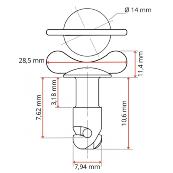 Vis Dzus à ailette AJW5-30 1/4 tour 8 mm